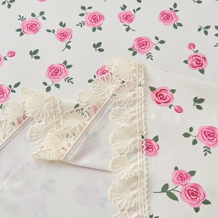 91家纺网 家纺一手货源 找家纺 义博家纺 2025新款纯棉老粗布花边款单床单 月汐幻梦