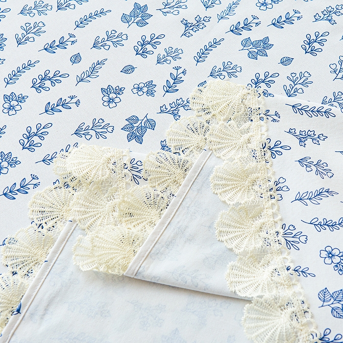 91家纺网 家纺一手货源 找家纺 义博家纺 2025新款纯棉老粗布花边款单床单 恬静花园