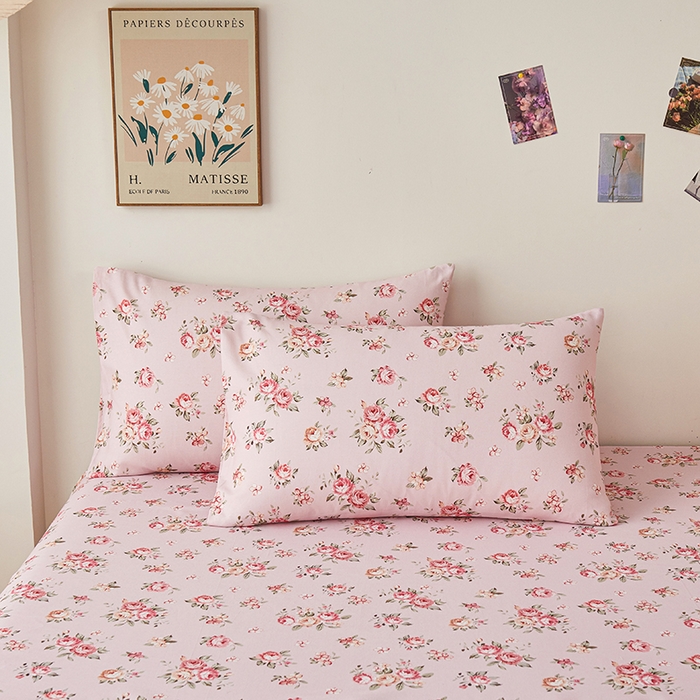 91家纺网 家纺一手货源 找家纺 义博家纺 2025新款纯棉老粗布花边款单床单 迎春花