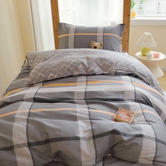 91家纺网 家纺一手货源 找家纺 馨雅家纺 2025新款全棉学生三件套纯棉学生宿舍三件套 巴比伦-灰