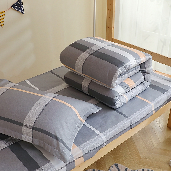 91家纺网 家纺一手货源 找家纺 馨雅家纺 2025新款全棉学生三件套纯棉学生宿舍三件套 巴比伦-灰