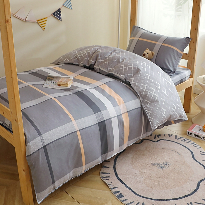 91家纺网 家纺一手货源 找家纺 馨雅家纺 2025新款全棉学生三件套纯棉学生宿舍三件套 巴比伦-灰