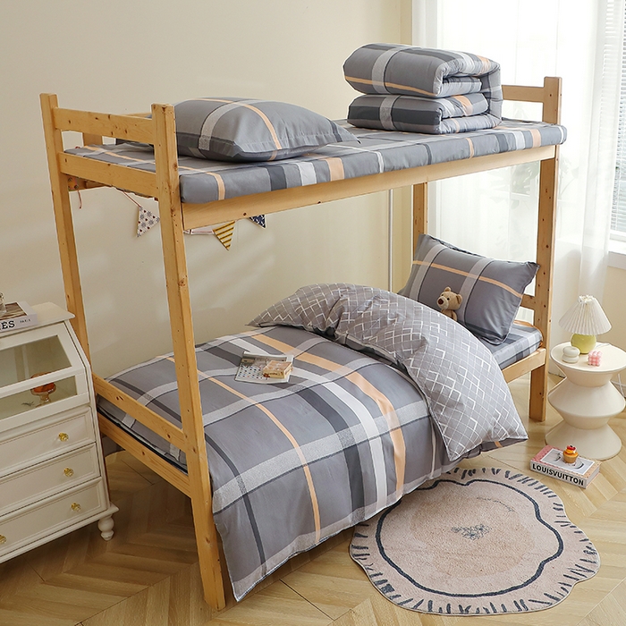 91家纺网 家纺一手货源 找家纺 馨雅家纺 2025新款全棉学生三件套纯棉学生宿舍三件套 巴比伦-灰