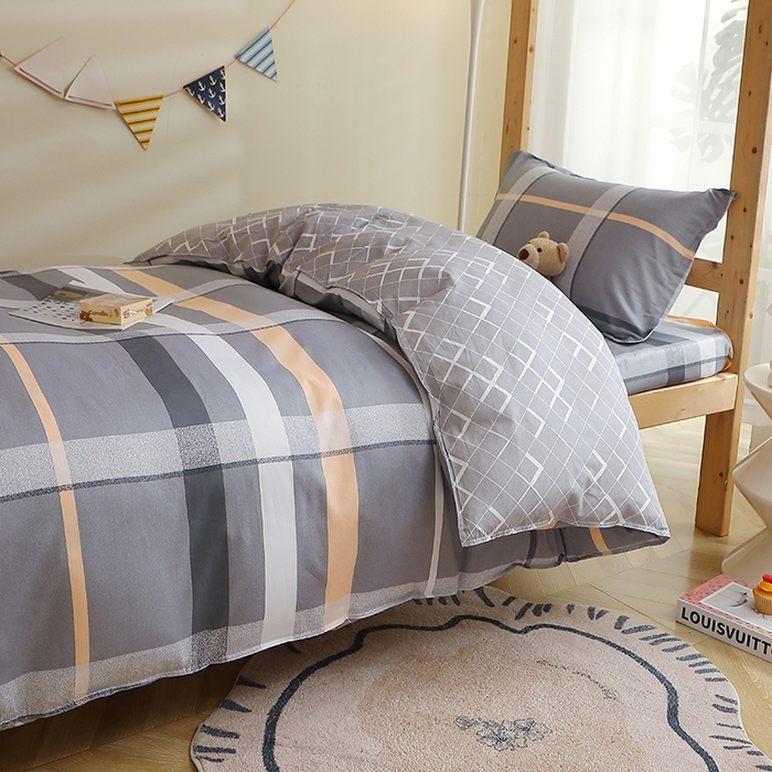 91家纺网 家纺一手货源 找家纺 馨雅家纺 2025新款全棉学生三件套纯棉学生宿舍三件套 巴比伦-灰