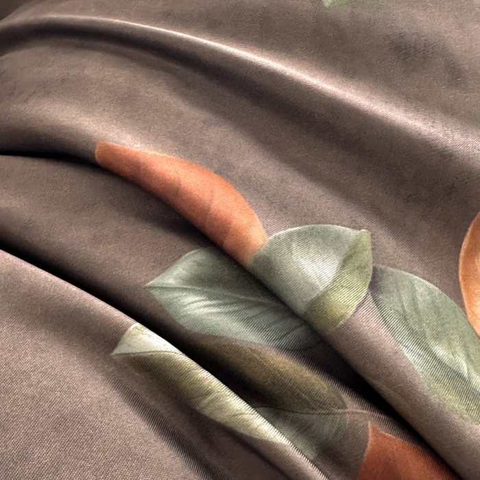 91家纺网 家纺一手货源 找家纺 帝王家纺 2025爆款双面水洗天丝印花冰丝四件套夏季床单被套-香叶 礼盒包装 香叶-棕