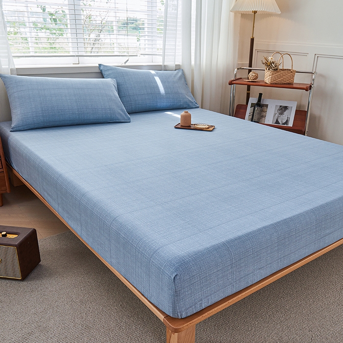 91家纺网 家纺一手货源 找家纺 义博家纺 2025新款纯棉老粗布床笠 海军蓝