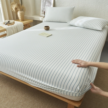 91家纺网 家纺一手货源 找家纺 （总）早晨家纺 2025新款色织纯棉水洗棉床笠