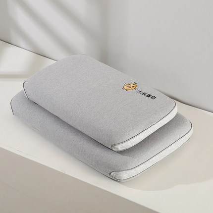 贤内助家纺 2025新款针织大豆蛋白儿童生物基枕枕芯枕头护肩枕保健枕 灰色 32*50*5/只