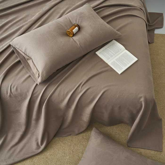 91家纺网 家纺一手货源 找家纺 早晨家纺 2025新款肌理纹纯棉提花床单 肌理纹床单-中灰