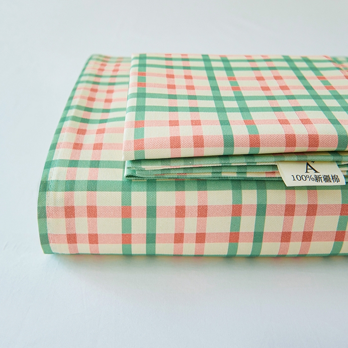 91家纺网 家纺一手货源 找家纺 义博家纺 2025新款纯棉老粗布床单 青年小格