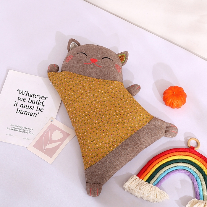 91家纺网 家纺一手货源 找家纺 贤内助家纺 2025新款全棉招财猫荞麦枕枕头枕芯护肩枕保健枕 黄色 宽33*长50*高8-10/只