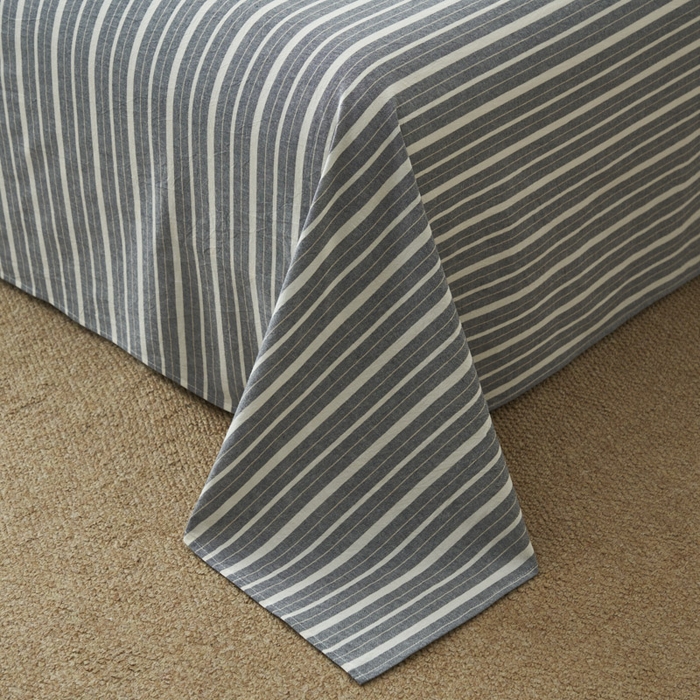 91家纺网 家纺一手货源 找家纺 早晨家纺 2025新款色织纯棉水洗棉床单 雅诗-灰