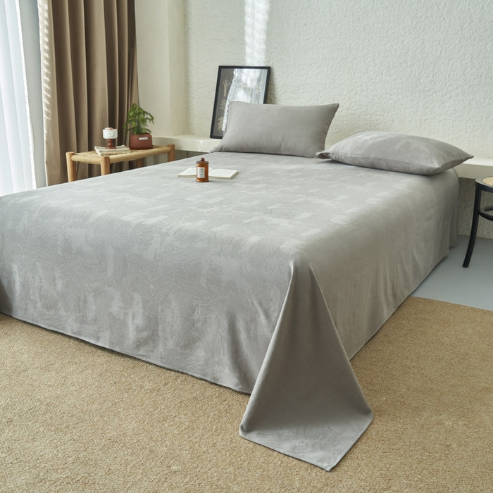 91家纺网 家纺一手货源 找家纺 早晨家纺 2025新款肌理纹纯棉提花床单 肌理纹床单-浅灰