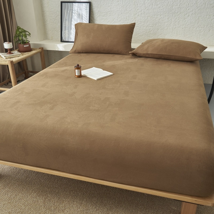 91家纺网 家纺一手货源 找家纺 早晨家纺 2025新款肌理纹纯棉提花床笠 肌理纹床笠-棕色