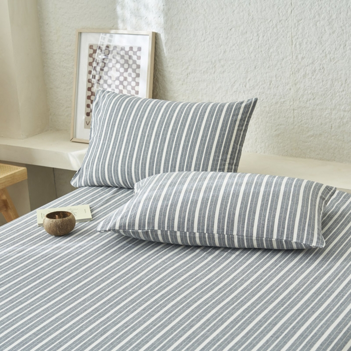 91家纺网 家纺一手货源 找家纺 早晨家纺 2025新款色织纯棉水洗棉床单 雅诗-灰