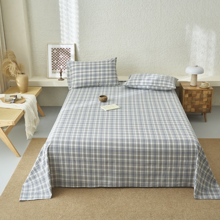 91家纺网 家纺一手货源 找家纺 早晨家纺 2025新款色织纯棉水洗棉床单 温尼-烟兰