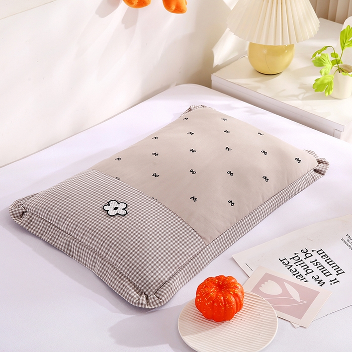 91家纺网 家纺一手货源 找家纺 贤内助家纺 2025新款全棉甜美风荞麦枕枕芯枕头保健枕护肩枕 咖色 宽35长55*高8-10/只