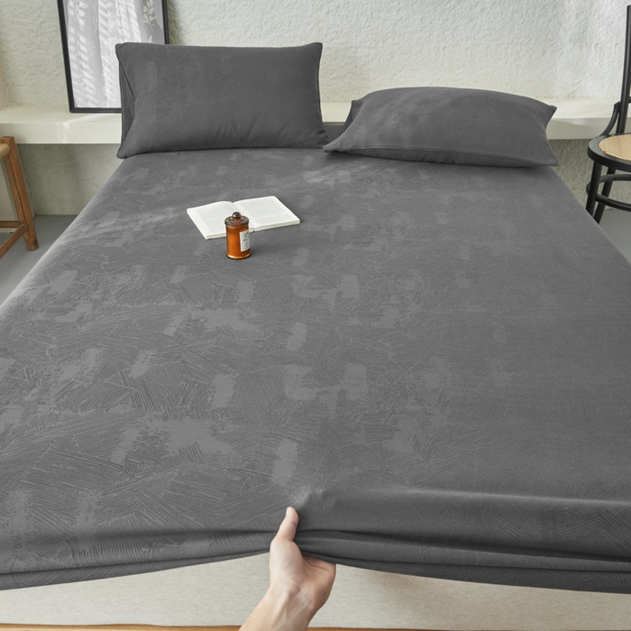 91家纺网 家纺一手货源 找家纺 早晨家纺 2025新款肌理纹纯棉提花床笠 肌理纹床笠-暗灰