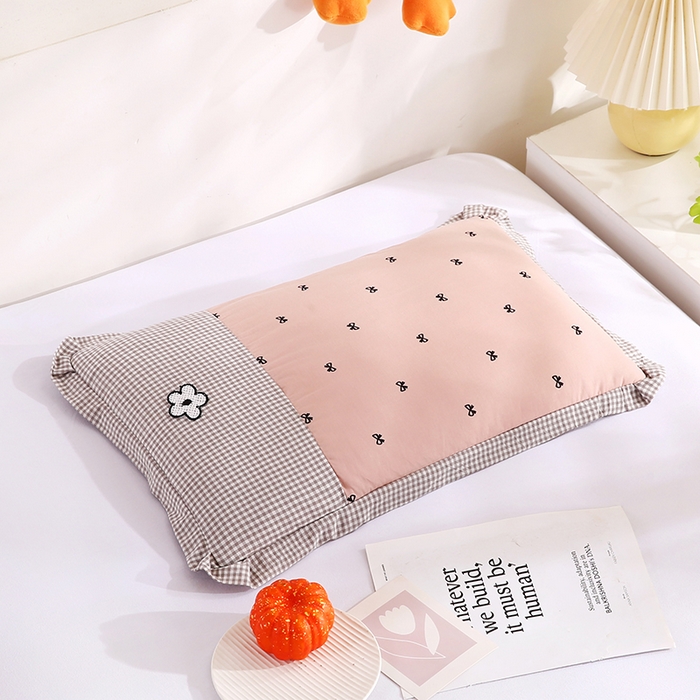 91家纺网 家纺一手货源 找家纺 贤内助家纺 2025新款全棉甜美风荞麦枕枕芯枕头保健枕护肩枕 粉色 宽35长55*高8-10/只