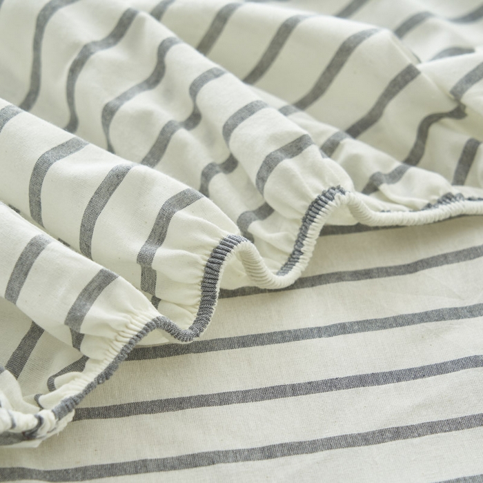 91家纺网 家纺一手货源 找家纺 早晨家纺 2025新款色织纯棉水洗棉床笠 格律时尚-灰