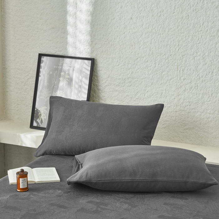 91家纺网 家纺一手货源 找家纺 早晨家纺 2025新款肌理纹纯棉提花床单 肌理纹床单-暗灰