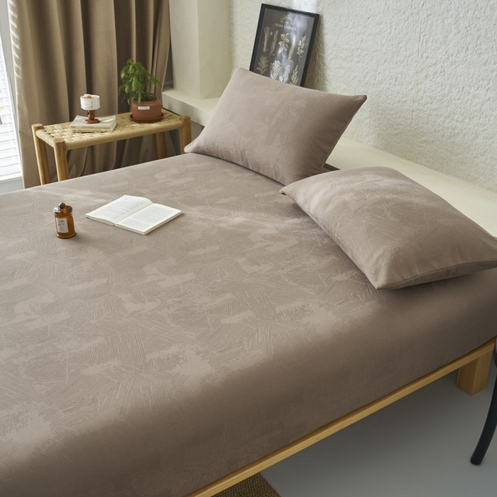 91家纺网 家纺一手货源 找家纺 早晨家纺 2025新款肌理纹纯棉提花床笠 肌理纹床笠-中灰