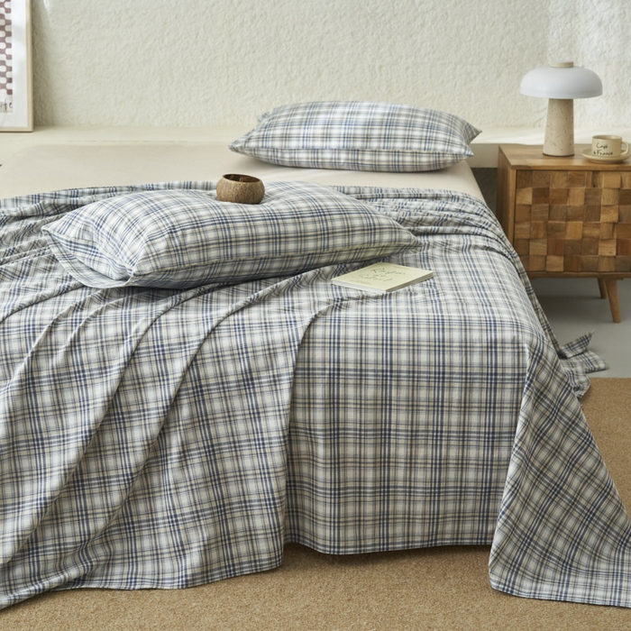 91家纺网 家纺一手货源 找家纺 早晨家纺 2025新款色织纯棉水洗棉床单 温尼-烟兰