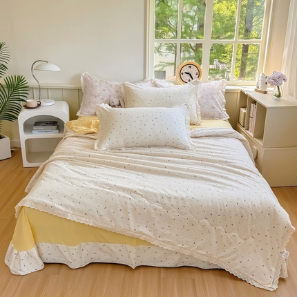 奥虎家纺 2025新款纯棉花边小竹棉四件套 简爱