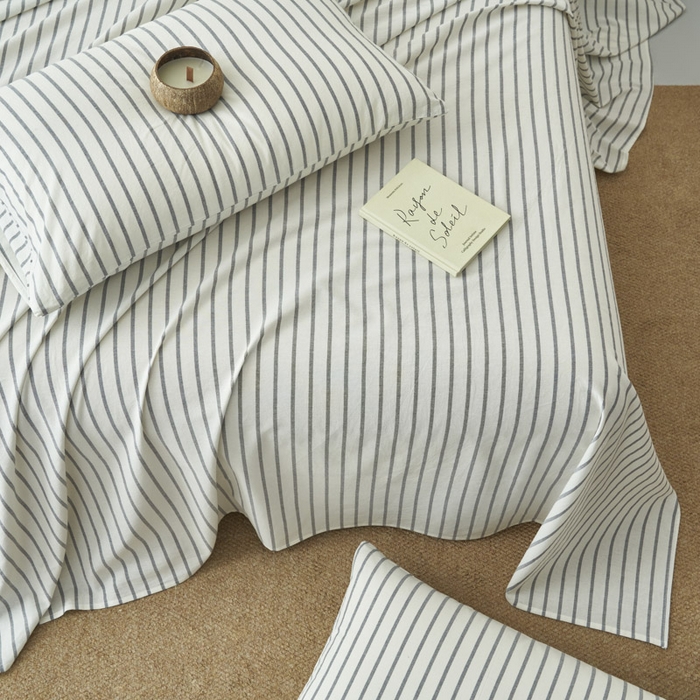 91家纺网 家纺一手货源 找家纺 早晨家纺 2025新款色织纯棉水洗棉床单 格律时尚-灰