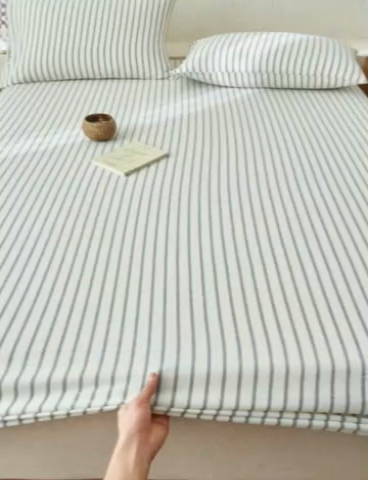 91家纺网 家纺一手货源 找家纺 早晨家纺 2025新款色织纯棉水洗棉床笠 格律时尚-灰