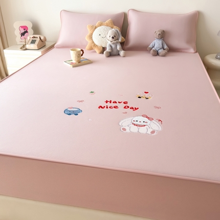 九花鹿 2025新款凉感PE卡通冰丝席-床笠款 床笠款-派对小兔