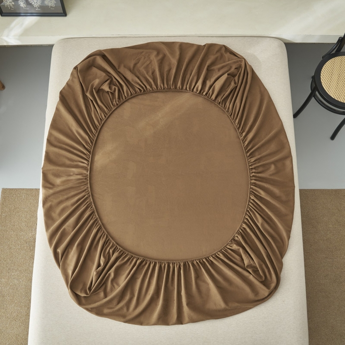 91家纺网 家纺一手货源 找家纺 早晨家纺 2025新款肌理纹纯棉提花床笠 肌理纹床笠-棕色