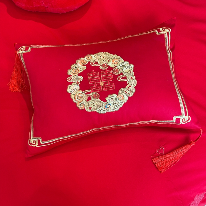 91家纺网 家纺一手货源 找家纺 张公子婚庆馆 2025新款全棉40s喷气四件套婚庆系列 喜来登-红