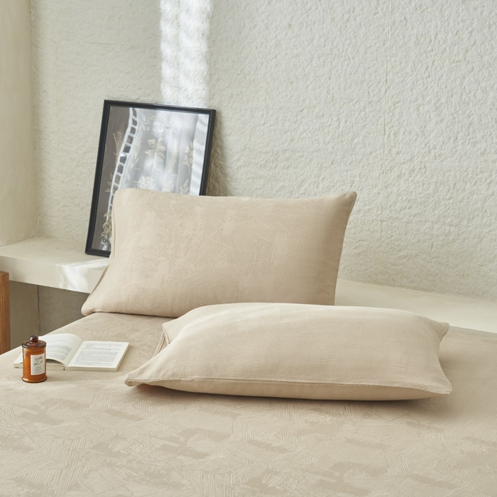 91家纺网 家纺一手货源 找家纺 早晨家纺 2025新款肌理纹纯棉提花床单 肌理纹床单-浅驼