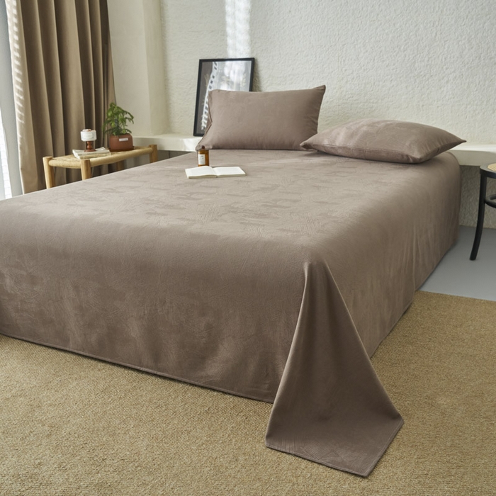 91家纺网 家纺一手货源 找家纺 早晨家纺 2025新款肌理纹纯棉提花床单 肌理纹床单-中灰