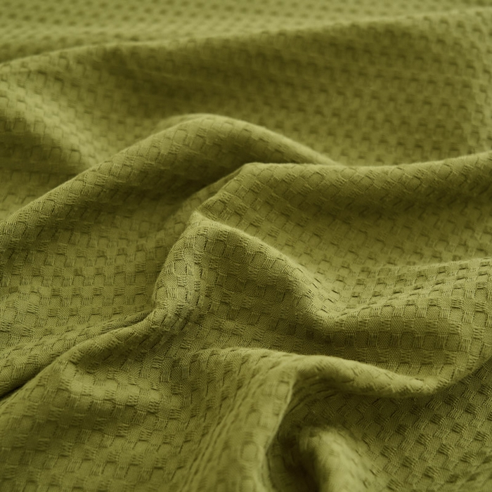 91家纺网 家纺一手货源 找家纺 早晨家纺 2025新款纯棉华夫格床单 纯棉华夫格床单-橄榄绿