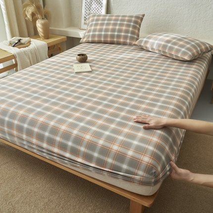 91家纺网 家纺一手货源 找家纺 （总）早晨家纺 2025新款色织纯棉水洗棉床笠