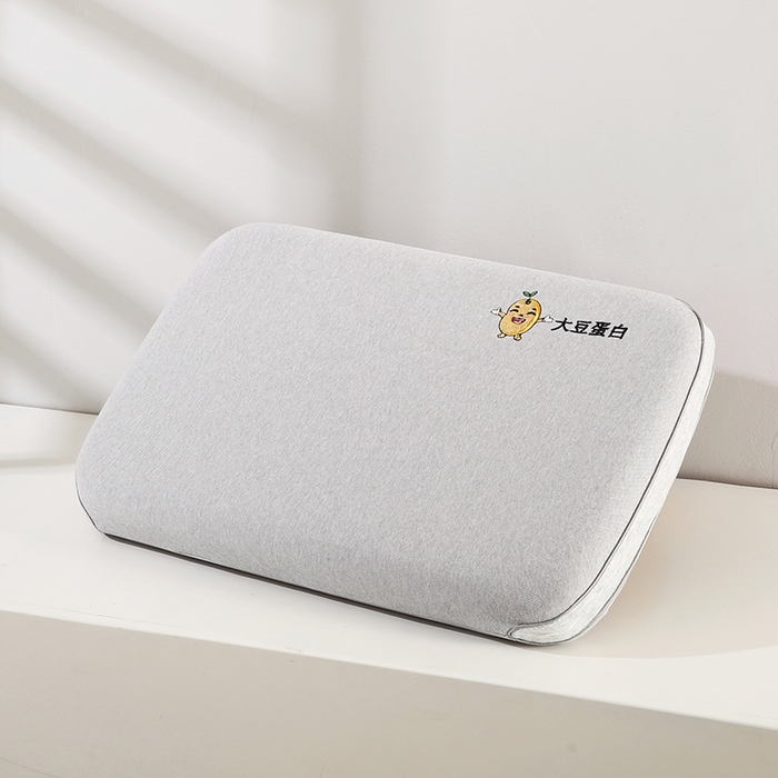 91家纺网 家纺一手货源 找家纺 贤内助家纺 2025新款针织大豆蛋白儿童生物基枕枕芯枕头护肩枕保健枕 灰色 32*50*5/只