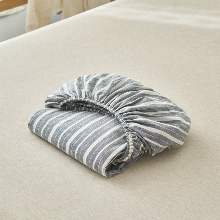 91家纺网 家纺一手货源 找家纺 早晨家纺 2025新款色织纯棉水洗棉床笠 雅诗-灰