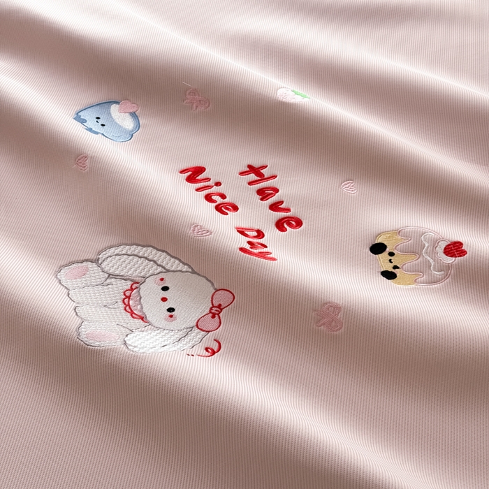 91家纺网 家纺一手货源 找家纺 九花鹿 2025新款凉感PE卡通冰丝席-凉席款 派对小兔