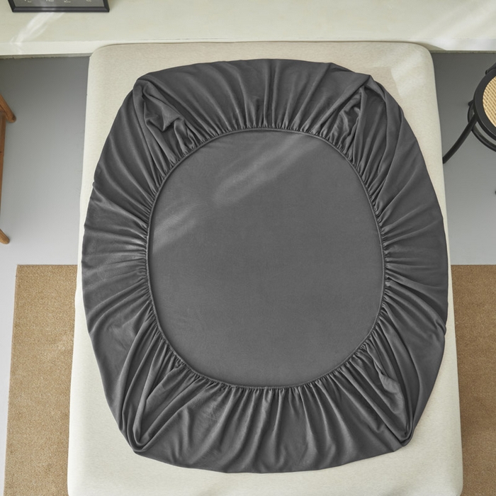 91家纺网 家纺一手货源 找家纺 早晨家纺 2025新款肌理纹纯棉提花床笠 肌理纹床笠-暗灰