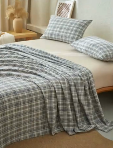 91家纺网 家纺一手货源 找家纺 早晨家纺 2025新款色织纯棉水洗棉床单 温尼-烟兰