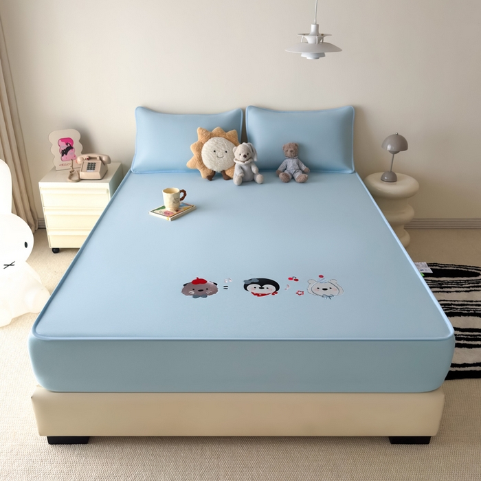 91家纺网 家纺一手货源 找家纺 九花鹿 2025新款凉感PE卡通冰丝席-床笠款 床笠款-海獭兄弟