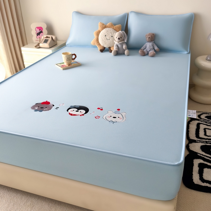 91家纺网 家纺一手货源 找家纺 九花鹿 2025新款凉感PE卡通冰丝席-床笠款 床笠款-海獭兄弟