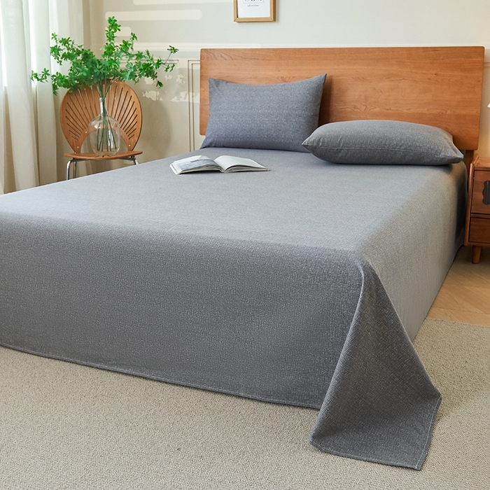 91家纺网 家纺一手货源 找家纺 义博家纺 2025新款纯棉老粗布床单 碳素灰