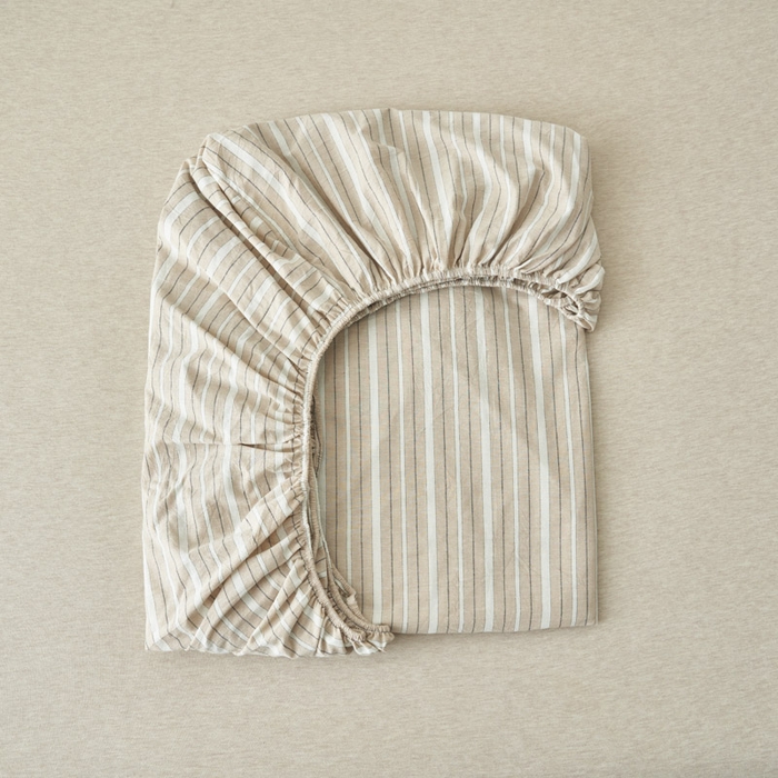 91家纺网 家纺一手货源 找家纺 早晨家纺 2025新款色织纯棉水洗棉床笠 雅诗-咖