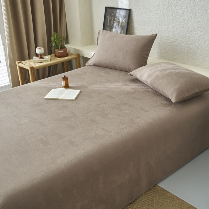 91家纺网 家纺一手货源 找家纺 早晨家纺 2025新款肌理纹纯棉提花床单 肌理纹床单-中灰