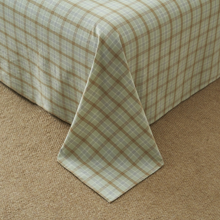 91家纺网 家纺一手货源 找家纺 早晨家纺 2025新款色织纯棉水洗棉床单 梦雨-绿