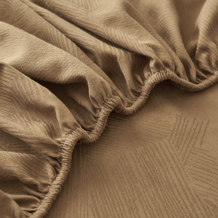 91家纺网 家纺一手货源 找家纺 早晨家纺 2025新款肌理纹纯棉提花床笠 肌理纹床笠-棕色