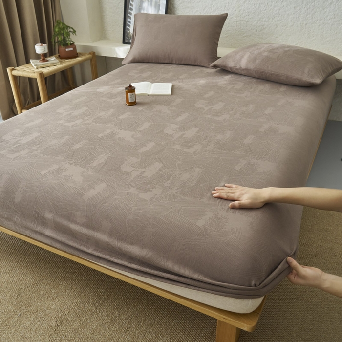 91家纺网 家纺一手货源 找家纺 早晨家纺 2025新款肌理纹纯棉提花床笠 肌理纹床笠-中灰